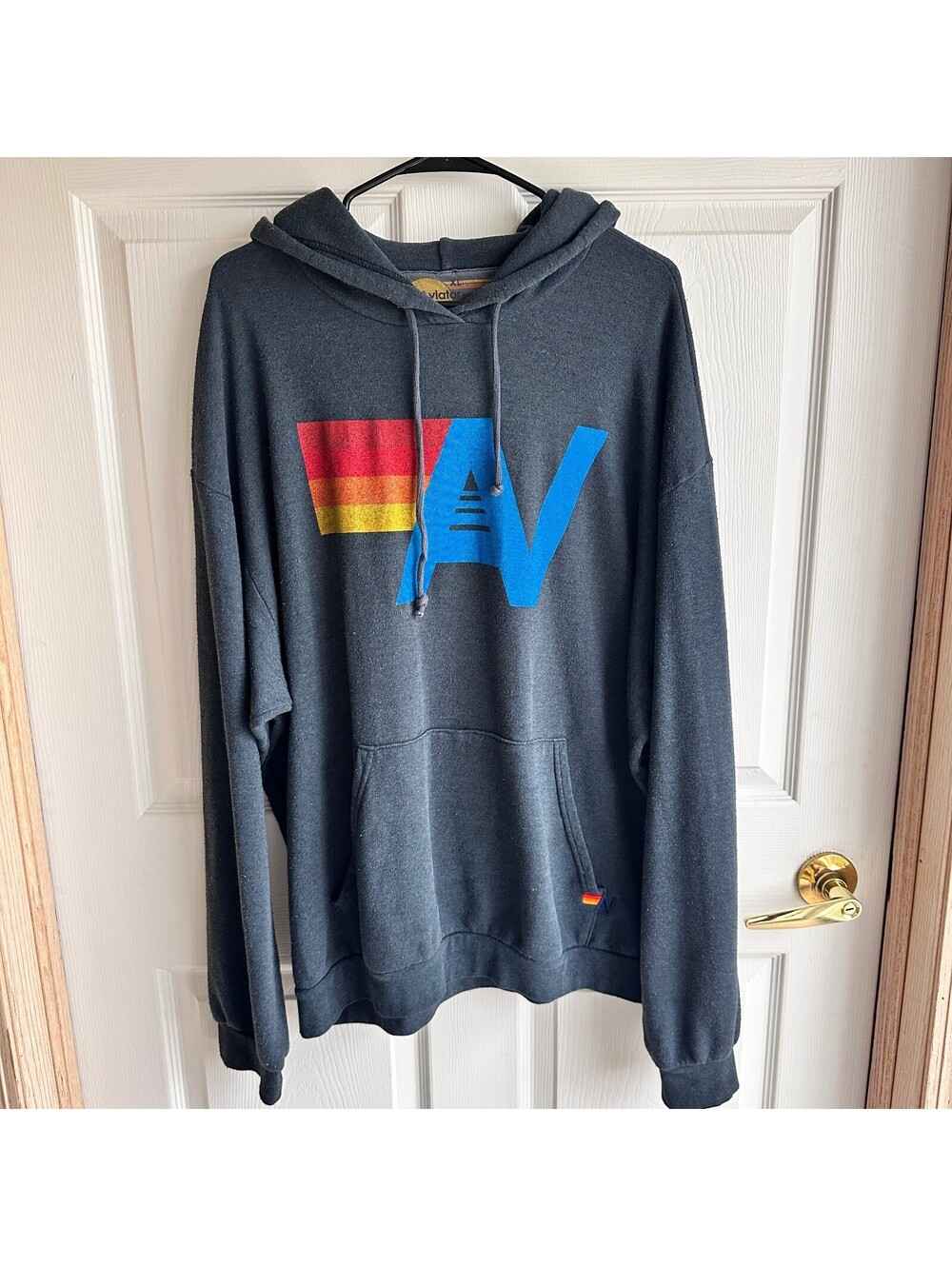 Aviator Nation Men's Hoodie Sweatshirt XL Charcoal with Retro Logo